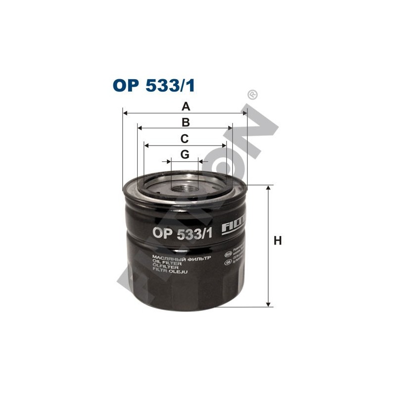 Filtro de Aceite Filtron OP533/1 Ford Cougar, Explorer I, Explorer II, Maverick II, Mondeo I/II/III, Mustang, Taurus