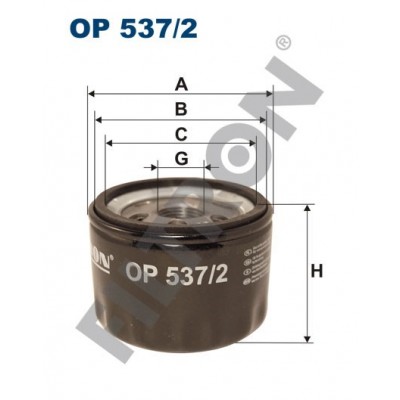 Filtro de Aceite Filtron OP537/2 Alfa Romeo 147, 156, 166, Crosswagon Q4, GT, Fiat Bravo II, Doblo I, Idea, Multipla, Punto II