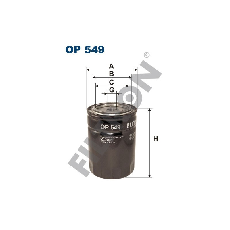 Filtro de Aceite Filtron OP549 Allis-Chalmers, Atlas Copco, Bobcat, Bomag, Case, Clark Equipment, Daf, F.U.T. Suchedniów