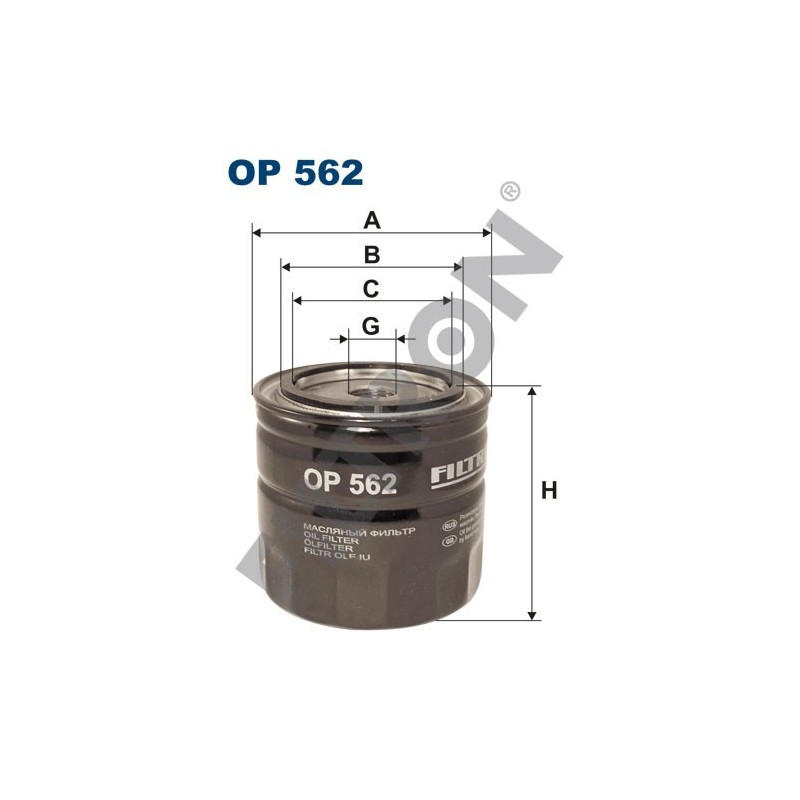 Filtro de Aceite Filtron OP562 Bobcat, Komatsu, Kubota, Daihatsu, Moskvitch, Toyota Camry, Carina, Celica, Commuter, Corolla