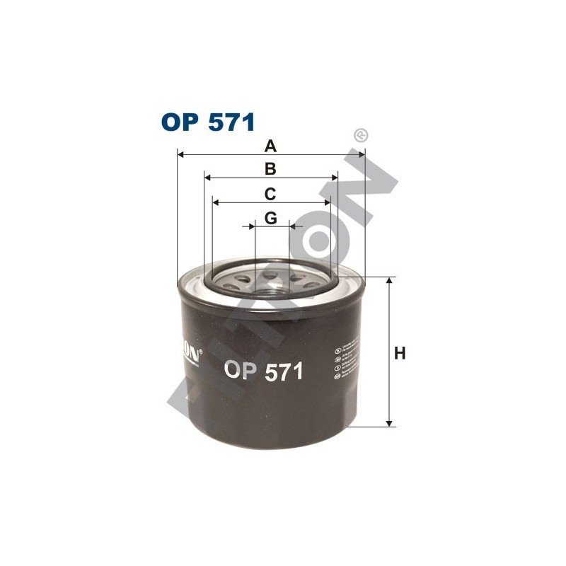 Filtro de Aceite Filtron OP571 Honda Accord I (79-83), Ballade, Civic II, Civic III, CRX (Civic CRX), Integra, Jazz, Prelude