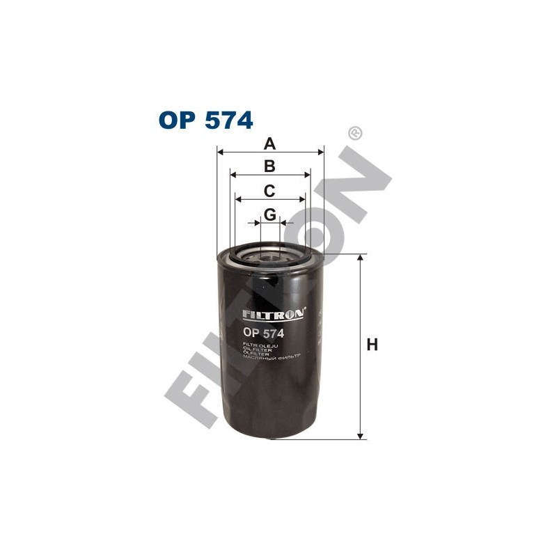 Filtro de Aceite Filtron OP574 Autosan H, Pegaso 100, 75, Steyr, Huta Stalowa Wola Hd, Nobas Ub, Volkswagen Caravelle (T4), LT
