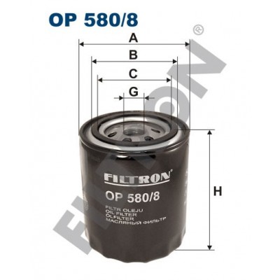 Filtro de Aceite Filtron OP580/8 J.C.B., Manitou, New Holland, Daihatsu Delta, Landrover 88/109, 90, Defender (90-)