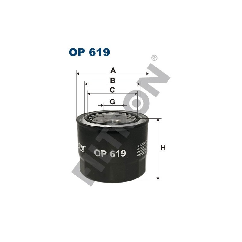 Filtro de Aceite Filtron OP619 Daihatsu Delta, Toyota Camry FF, Carina E, Carina FF, Carina II, Corolla VI (87-93)