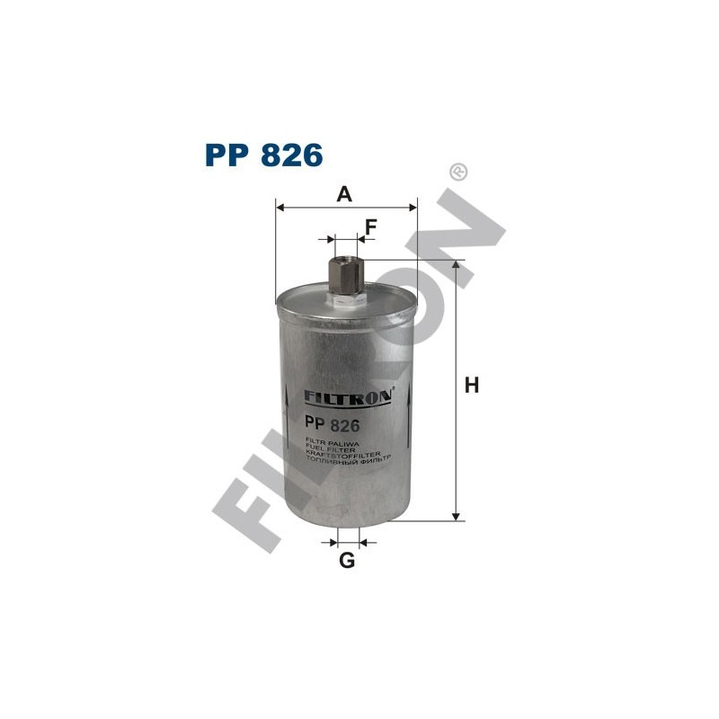 Filtro de Combustible Filtron PP826 Audi 100, 80, 80 Quattro, 90, Coupe, Coupe Quattro, Volkswagen Corrado, Golf I, Golf II