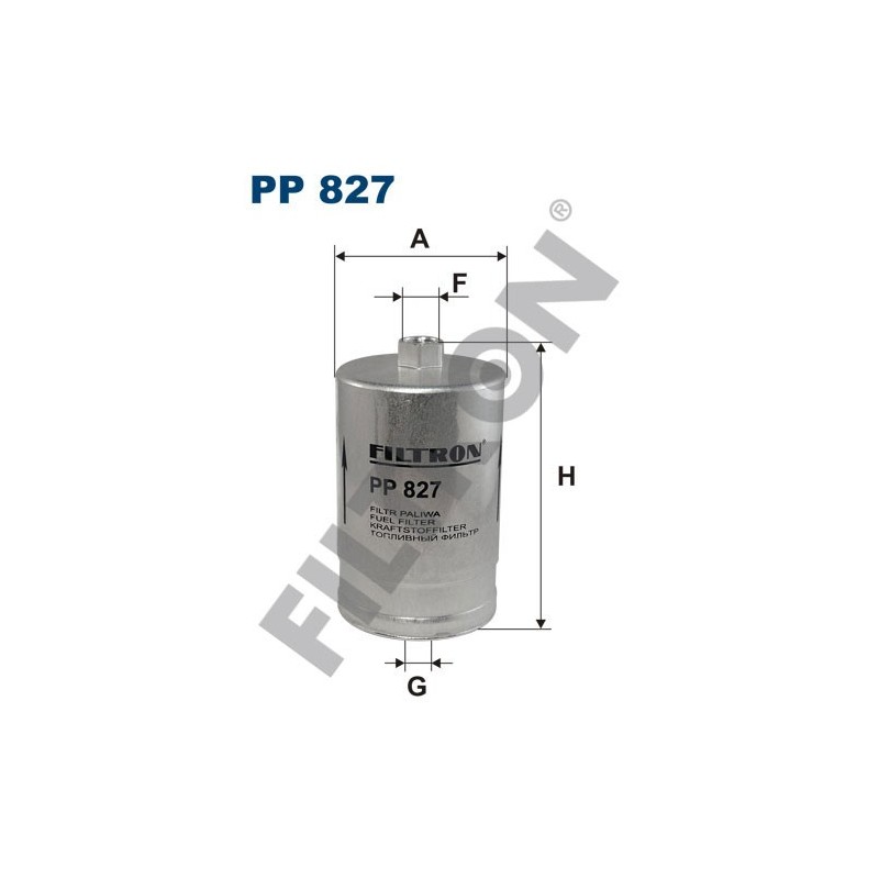 Filtro de Combustible Filtron PP827 Alfa Romeo 145, 155, 164, Spider, Audi 80, A4 (B5/8D), A6 (4B/C5), A8 (4D), V8