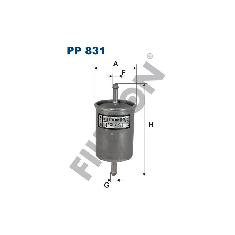 Filtro de Combustible Filtron PP831 Alfa Romeo 164, Audi A6(4B), Citroën AX,BX,CX,ZX , Daewoo, Fiat Panda, Uno, FSO Polonez
