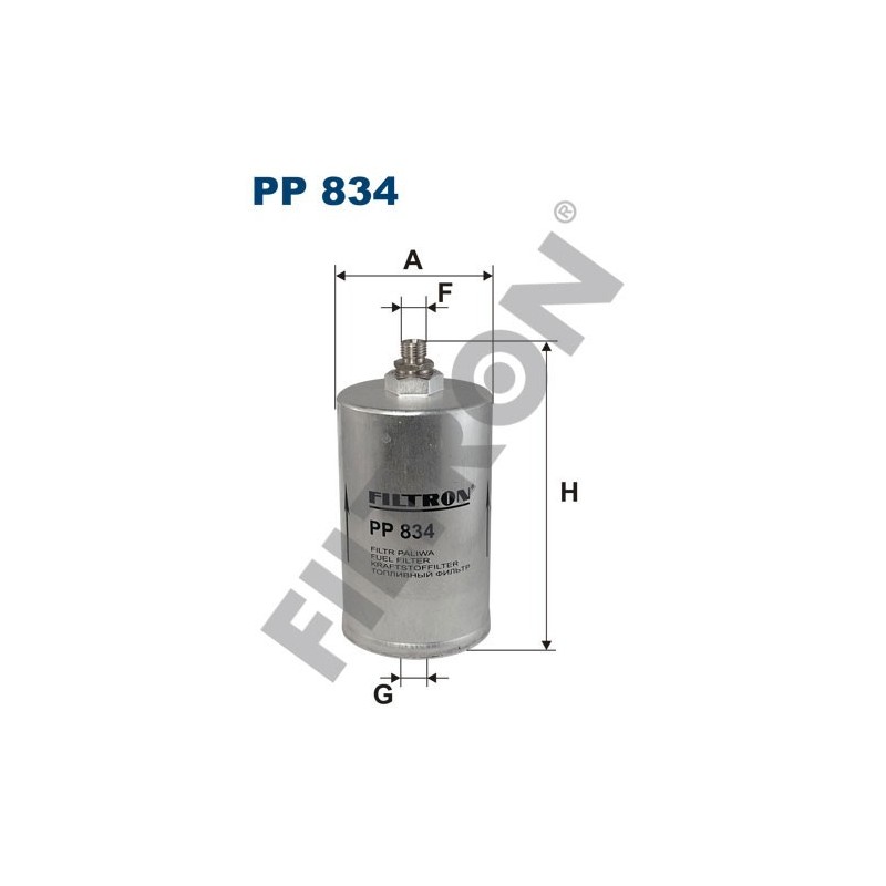 Filtro de Combustible Filtron PP834 Mercedes 190, 230, 260, 280, 300, 380, 400, 420, 500, 560, 600, E (W/R/C/S124)