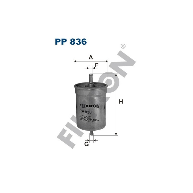 Filtro de Combustible Filtron PP836 Alfa Romeo, Audi, BMW, Citroën, Daewoo, Fiat, Ford, Jaguar, Lancia, Landrover, Mercedes