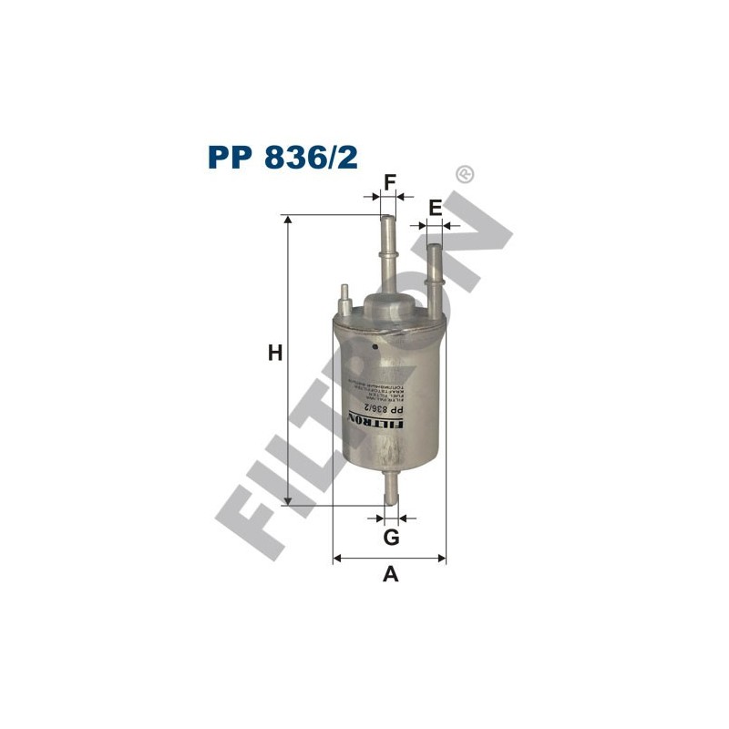 Filtro de Combustible Filtron PP836/2 Audi, Seat, Skoda Fabia II, Octavia II, Roomster, Superb II, Yeti, Volkswagen Caddy IV