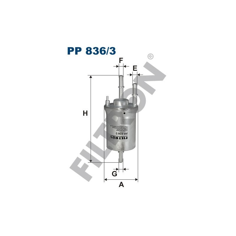 Filtro de Combustible Filtron PP836/3 Audi A2 (8Z0), A3 II (8P1/8PA), Seat Altea, Cordoba III, Ibiza IV, Leon II, Toledo III
