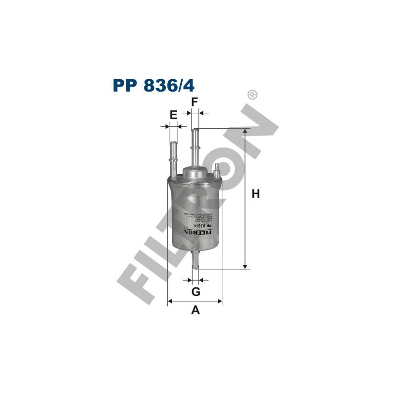 Filtro de Combustible Filtron PP836/4 Audi A3 II, Seat Altea, Cordoba III, Ibiza IV/V, Leon II, Skoda Fabia, Octavia II