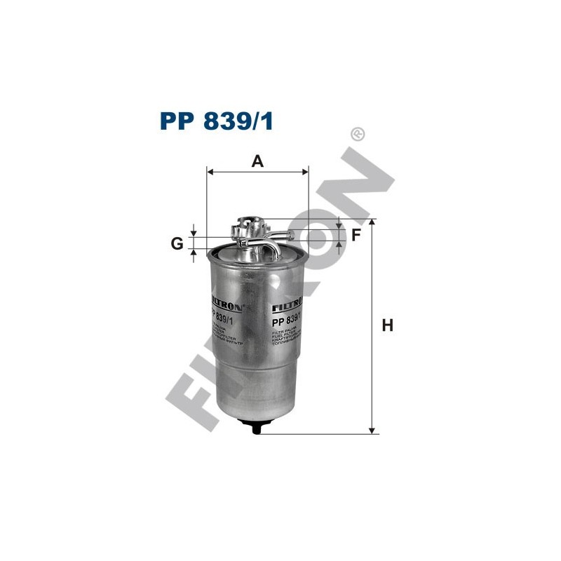 Filtro de Combustible Filtron PP839/1 Audi A3, A4 (B5/8D), A4 (B6,B7/8E,8H), A6 (4B/C5), Fiat Punto I, Seat Leon I, Toledo II