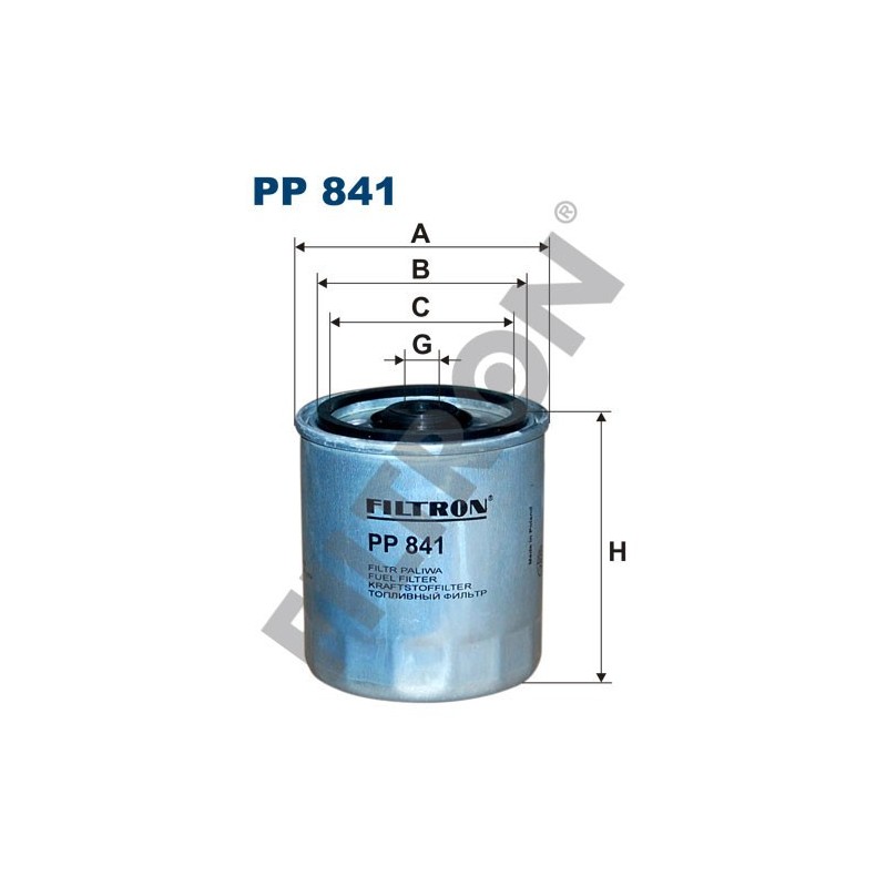 Filtro de Combustible Filtron PP841 Evobus, , Mercedes 190, 200, 250, 290, 300, 350, C (W202/S202), E (W/R/C/S124), E (W/S210)