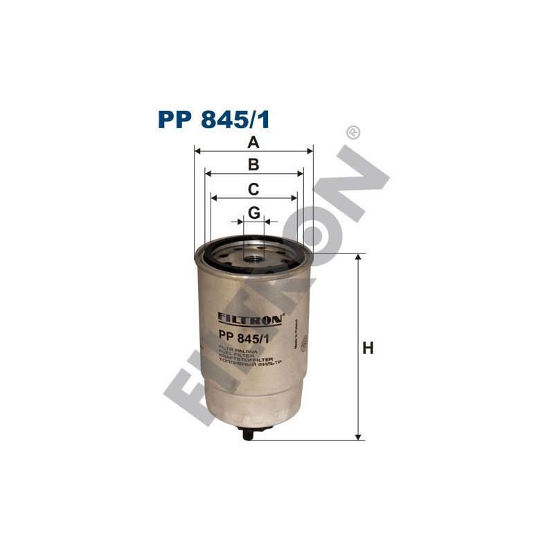 Filtro de Combustible Filtron PP845/1 Ikarus, Iveco, Jelcz, Liaz, Neoplan, Renault, Scania, Star, Steyr, Volvo, Atlas Copco