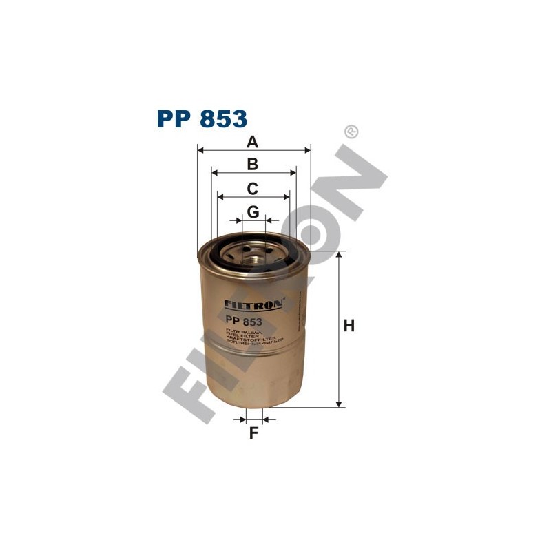 Filtro de Combustible Filtron PP853 Bedford, Komatsu, Isuzu, Kia Carnival I, Ceres, K 2700, Pregio, Mitsubishi Colt II/III